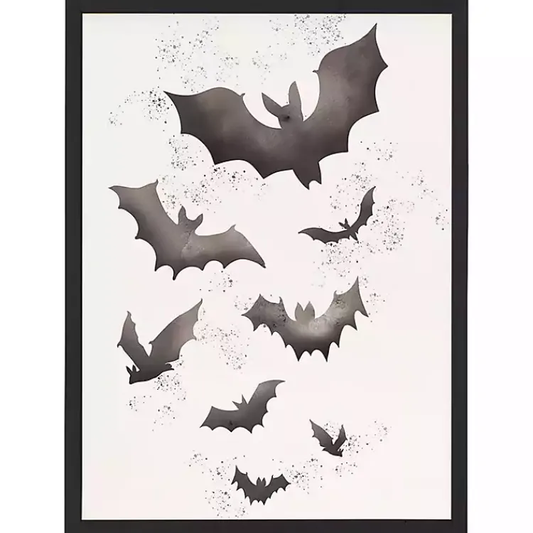 Hot Watercolor Bats Framed Art Print Halloween