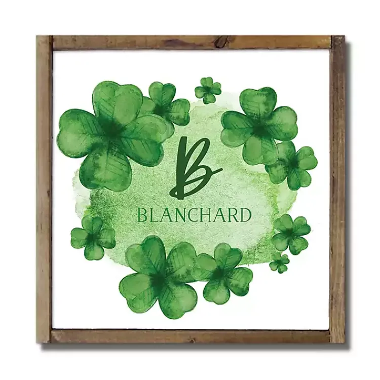 New Watercolor Clover Personalized Framed Wall Plaque St Patricks Day Decorations