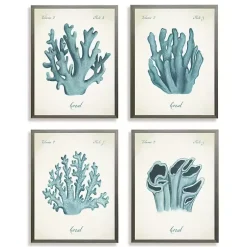 Kirklands Home Framed Art|Watercolor Coral Gray Framed Art Prints, Set of 4