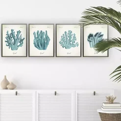 Kirklands Home Framed Art|Watercolor Coral Gray Framed Art Prints, Set of 4