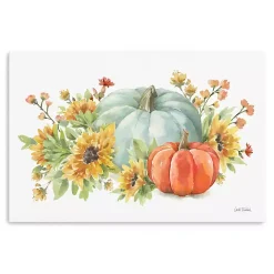Online Watercolor Floral Pumpkins Canvas Print, 36x24 in. Fall