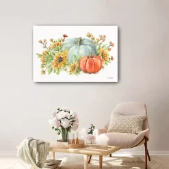 Online Watercolor Floral Pumpkins Canvas Print, 36x24 in. Fall