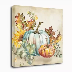 Best Watercolor Harvest Pumpkins Canvas Art Print Fall