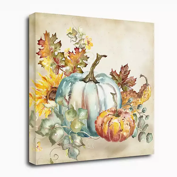 Best Watercolor Harvest Pumpkins Canvas Art Print Fall