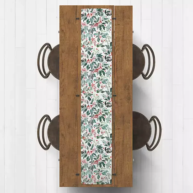 Clearance Watercolor Holly Table Runner, 72 in. Christmas Dining & Entertaining