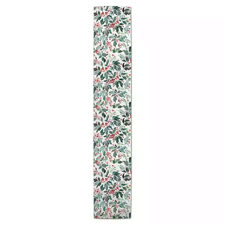 Sale Watercolor Holly Table Runner, 90 in. Christmas Dining & Entertaining