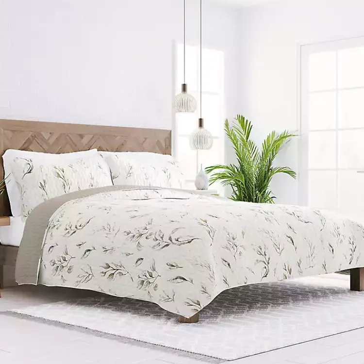 Kirklands Home Quilts|Watercolor Leaves Reversible 2-pc. Twin Quilt Set