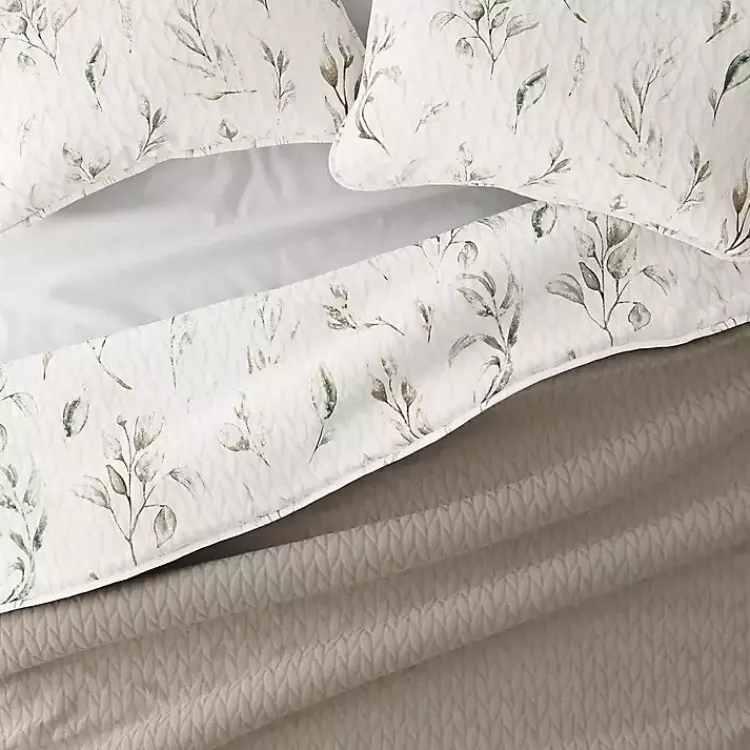 Kirklands Home Quilts|Watercolor Leaves Reversible 3-pc. Queen Quilt Set