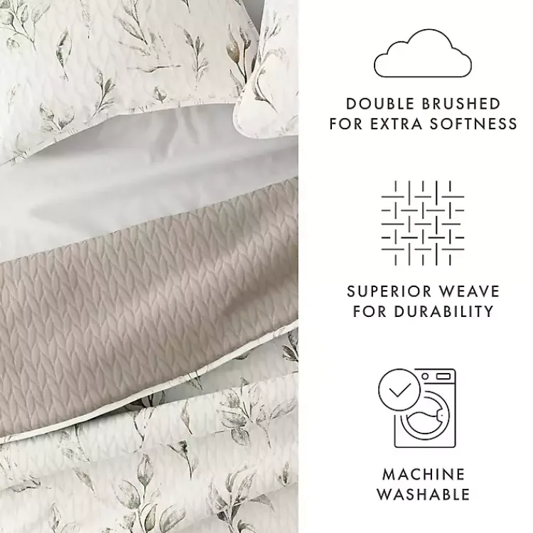 Kirklands Home Quilts|Watercolor Leaves Reversible 3-pc. King Quilt Set