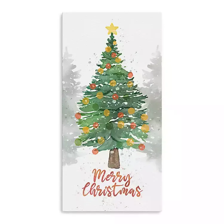 Outlet Watercolor Merry Christmas Canvas Print, 10x20 in. Christmas Art & Wall Decor