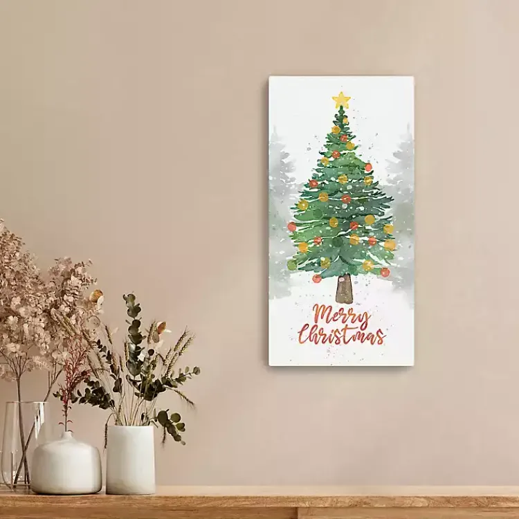 Outlet Watercolor Merry Christmas Canvas Print, 10x20 in. Christmas Art & Wall Decor