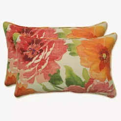 Kirklands Home Outdoor Cushions & Pillows|Watercolor Primrose Lumbar Pillows, Set of 2