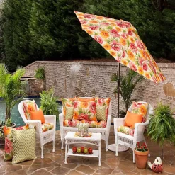 Kirklands Home Outdoor Cushions & Pillows|Watercolor Primrose Outdoor Settee Cushion