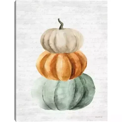 New Watercolor Pumpkin Stack Canvas Art Print Fall