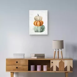 New Watercolor Pumpkin Stack Canvas Art Print Fall