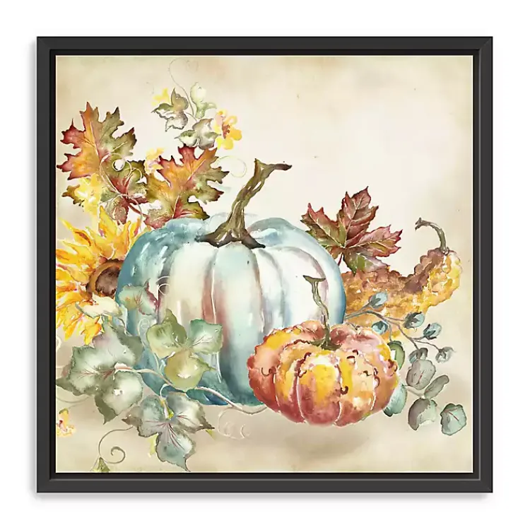 Watercolor Pumpkins Framed Canvas Art Print Fall