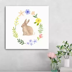 New Watercolor Wildflower Bunny Canvas Art Print Easter Decorations