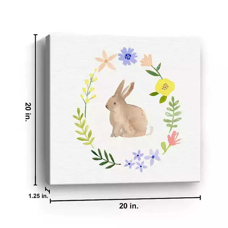 New Watercolor Wildflower Bunny Canvas Art Print Easter Decorations