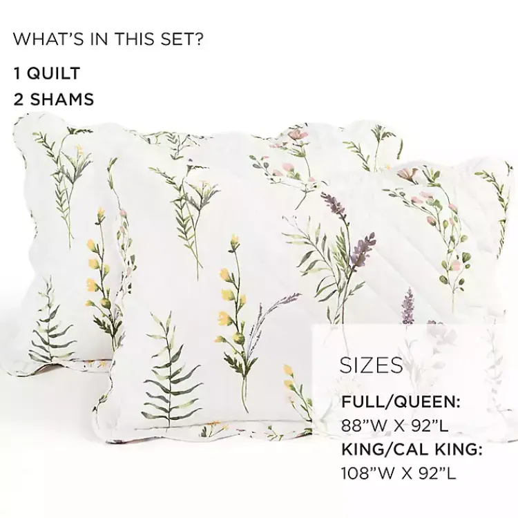 Kirklands Home Quilts|Watercolor Wildflower 3-pc. King Quilt Set