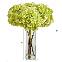 Best Watered Hydrangea Bouquet in Tall Glass Vase Arrangements & Greenery
