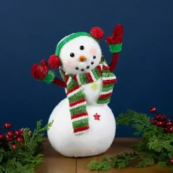 Sale Waving Snowman with Ear Muffs Figurine Christmas Decorations