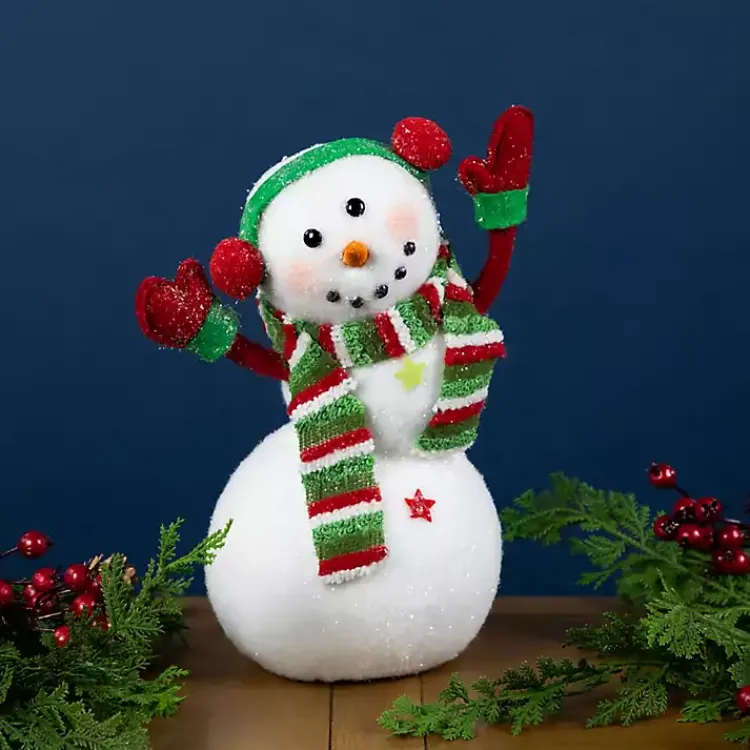 Sale Waving Snowman with Ear Muffs Figurine Christmas Decorations