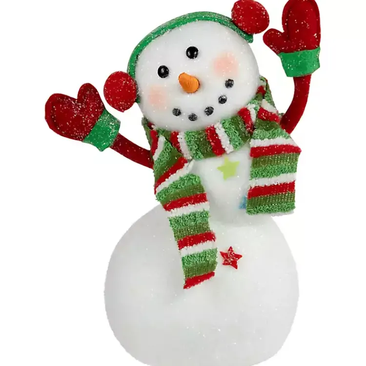 Sale Waving Snowman with Ear Muffs Figurine Christmas Decorations