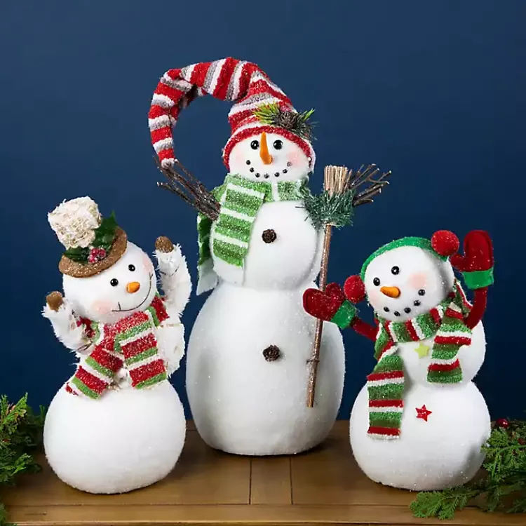 Sale Waving Snowman with Ear Muffs Figurine Christmas Decorations