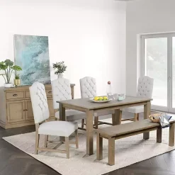 Kirklands Home Dining Tables|Weathered Pine Wood Dining Table Brown