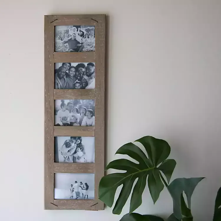 Weathered Brown Wooden 5-Opening Collage Frame Collage Frames