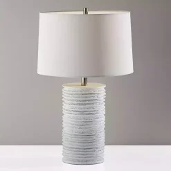 Kirklands Home Table Lamps|Weathered Cream Marissa Ribbed Table Lamp
