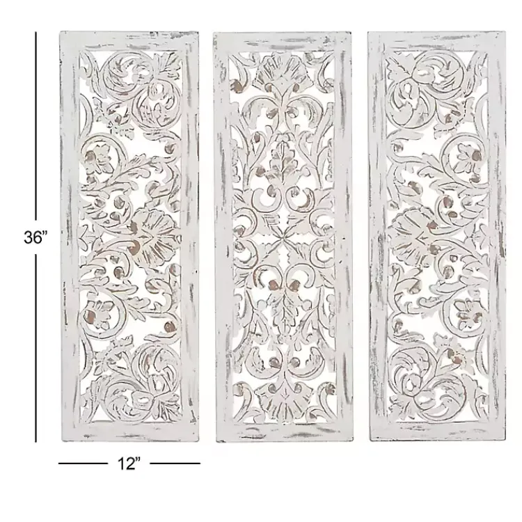 Kirklands Home Wall Plaques|Weathered Gray Wood Panel Wall Plaques, Set of 3