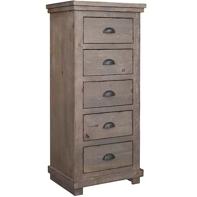 Kirklands Home Dressers & Chests|Weathered Wooden 5-Drawer Willow Chest Gray