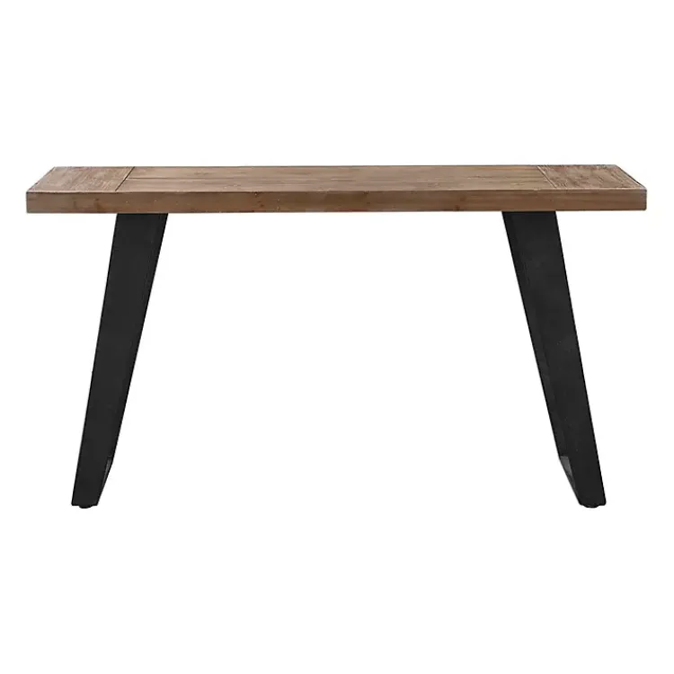 Kirklands Home Console Tables|Weathered Oak and Metal Console Table Tan