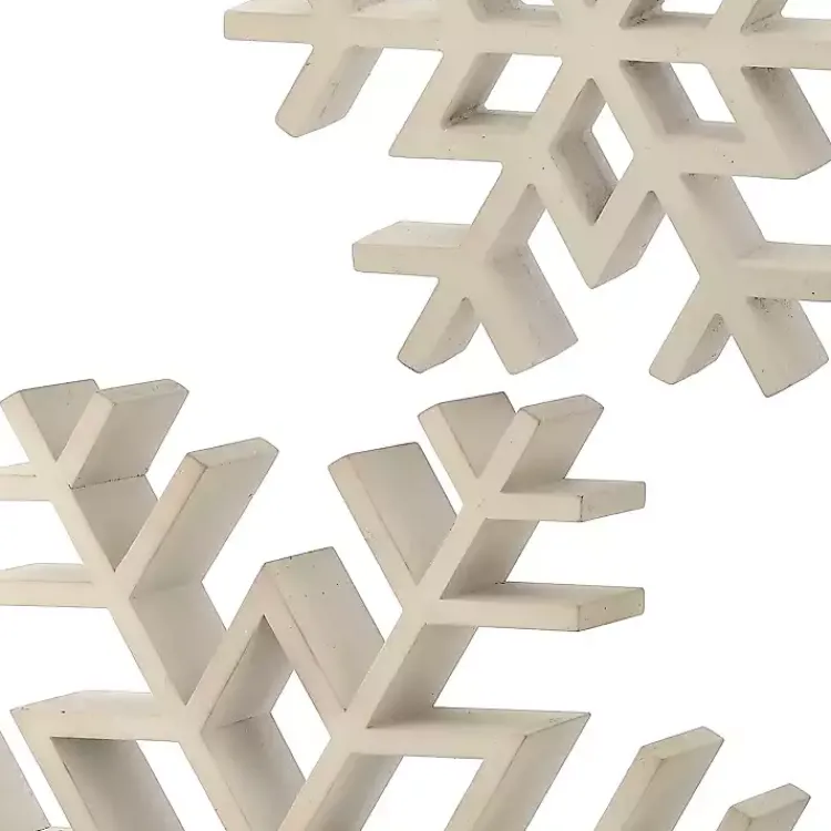 Weathered Wooden Snowflakes, Set of 2 Christmas Decorations