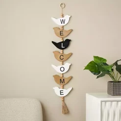 Kirklands Home Wall Quotes & Signs|Welcome Bird Shaped Wood Wall Sign