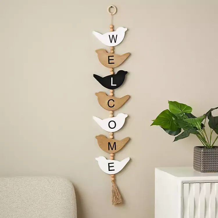 Kirklands Home Wall Quotes & Signs|Welcome Bird Shaped Wood Wall Sign