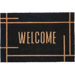 Kirklands Home Doormats|Welcome Linear Doormat Black