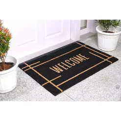 Kirklands Home Doormats|Welcome Linear Doormat Black