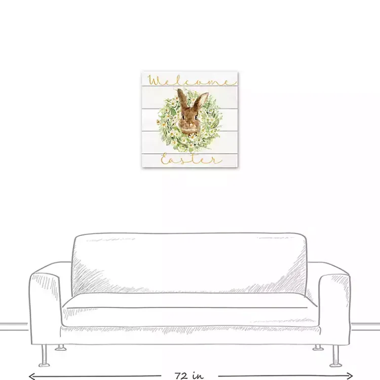 Discount Welcome Easter Bunny Wreath Canvas Art Print Easter Decorations