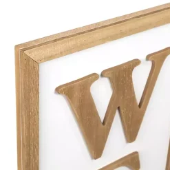 Kirklands Home Garden Decor|Welcome Eucalyptus Wreath Porch Board White