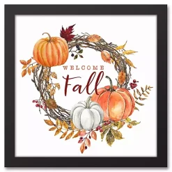 Outlet Welcome Fall Wreath Framed Canvas Art Print Fall