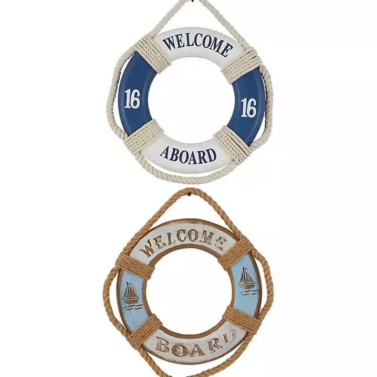 Kirklands Home Wall Plaques|Welcome Life Ring Wall Plaques, Set of 2