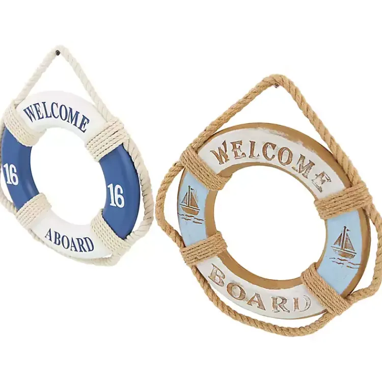 Kirklands Home Wall Plaques|Welcome Life Ring Wall Plaques, Set of 2