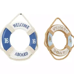 Kirklands Home Wall Plaques|Welcome Life Ring Wall Plaques, Set of 2