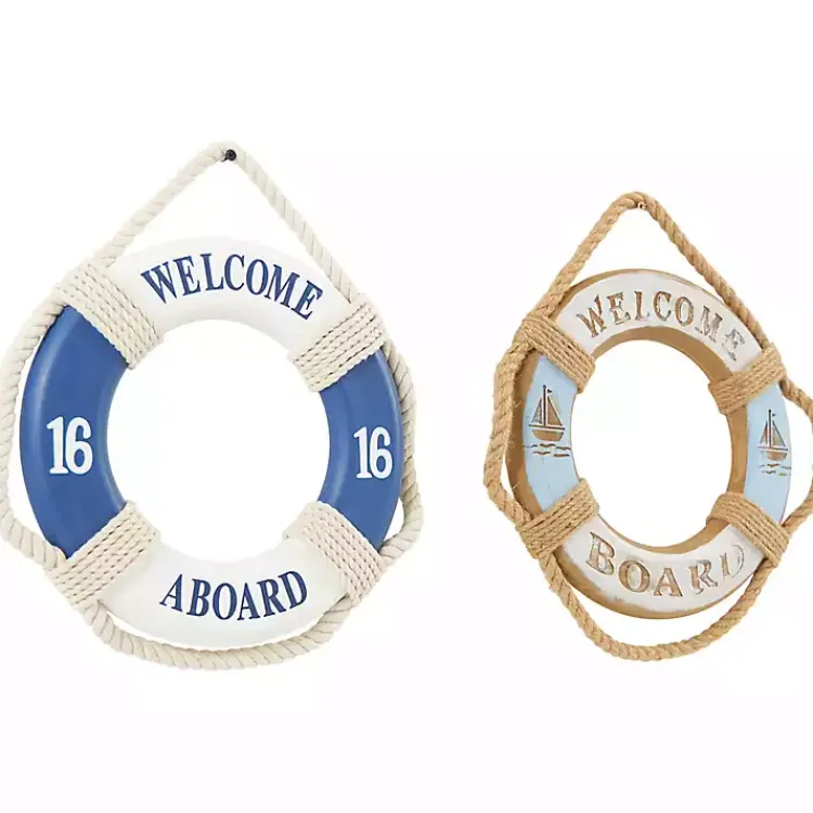 Kirklands Home Wall Plaques|Welcome Life Ring Wall Plaques, Set of 2