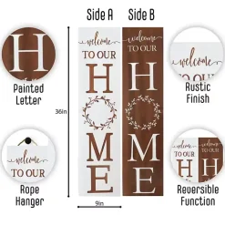 Kirklands Home Garden Decor|Welcome to Our Home Wreath Two-Sided Porch Board