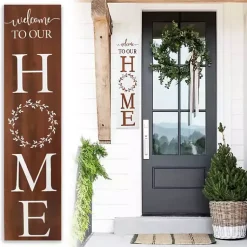 Kirklands Home Garden Decor|Welcome to Our Home Wreath Two-Sided Porch Board