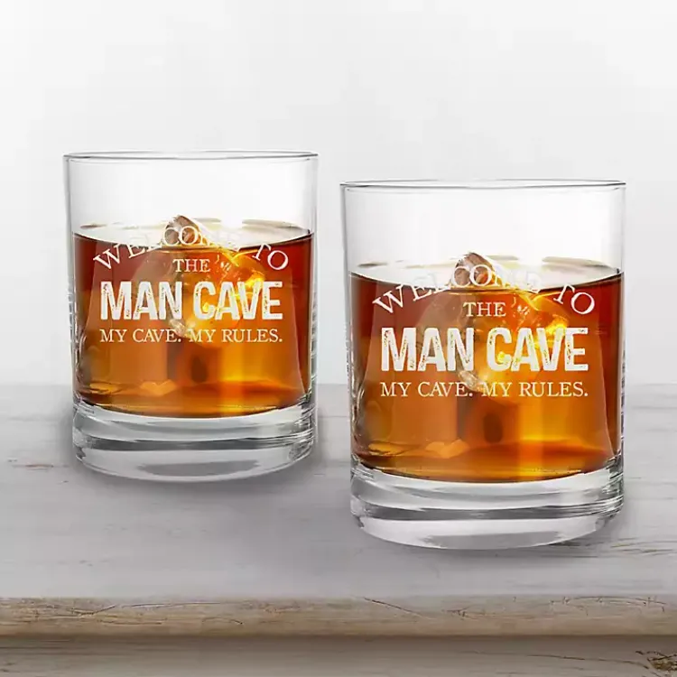 Kirklands Home Glassware & Drinkware|Welcome to the Man Cave Whiskey Glasses, Set of 2 Clear
