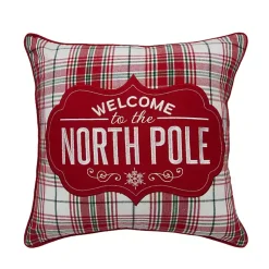 Clearance Welcome to the North Pole Plaid Pillow Christmas Pillows